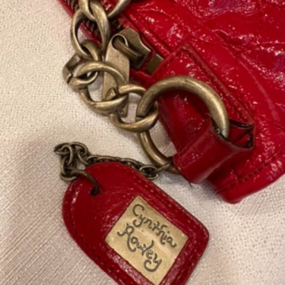 Vintage Y2K Cynthia Rowley Red Quilted Patent Shoulder Bag - Picture 4 of 12